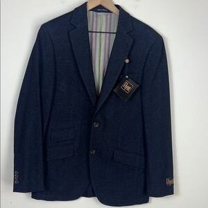 FLYNT Men's Blazer Sport Coat 38R Navy Cotton Wool Blend